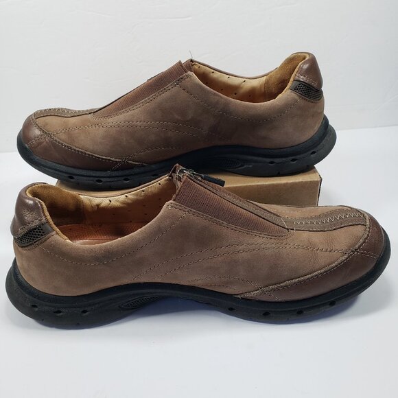 Clarks Unstructured Shoes Men's 8M Zip Slip On Casual Brown Beige - Picture 3 of 8